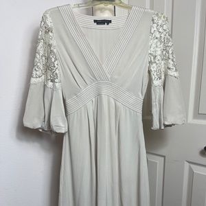 BCBG Maxazria beige 100% silk lined dress lace